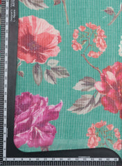 Pure Chanderi Sea Green Color Floral Digital Print With Thread Embroidery 52-Inche Big Panna Fabric