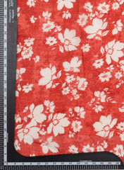 Pure Organza Red And White Color Floral Print With Thread Embroidery Fabric