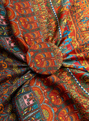 Pure Modal Satin Multi Color Traditional Digital Print Fabric.