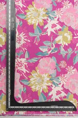 Linen Satin Purple Color Floral Pattern Digital Print Fabric.