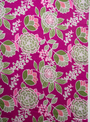 Pure Modal Satin Deep Fuchsia Color Floral Digital Print Fabric.
