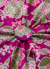 Pure Modal Satin Deep Fuchsia Color Floral Digital Print Fabric.