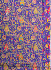 Pure Chinnon Chiffon Royal Purple Color Floral Placement Print With Sequins Embroidery Fabric.