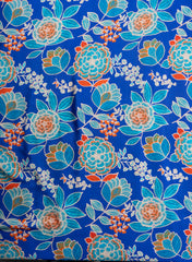 Pure Modal Satin Azure Blue Color Floral Digital Print Fabric.