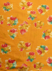 Modal Chanderi Amber Yellow Color Floral Screen Print Fabric Foil.
