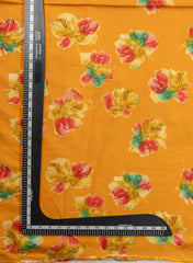 Modal Chanderi Amber Yellow Color Floral Screen Print Fabric Foil.