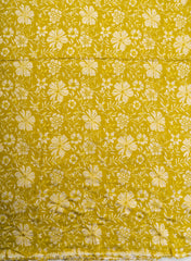 Modal Chanderi Olive Green Color Floral Screen Print Fabric Foil.