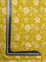 Modal Chanderi Olive Green Color Floral Screen Print Fabric Foil.