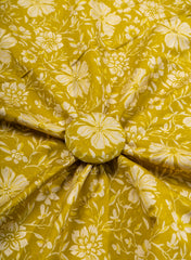 Modal Chanderi Olive Green Color Floral Screen Print Fabric Foil.