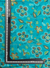 Modal Chanderi Sea Green Color Floral Screen Print Fabric Foil.