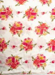 Modal Chanderi Off-white Color Floral Screen Print Fabric Foil.