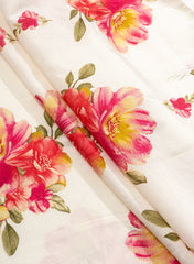 Modal Chanderi Off-white Color Floral Screen Print Fabric Foil.
