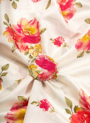 Modal Chanderi Off-white Color Floral Screen Print Fabric Foil.