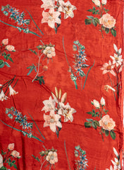 Pure Chinnon Chiffon Rust Red Color Floral Print With Pearl Work Fabric.