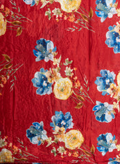 Pure Chinnon Chiffon Rust Red Color Floral Print With Pearl Work Fabric.