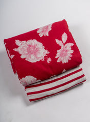Pure Cotton Cambric Mix And Match Red Color Floral Block Print Fabric.