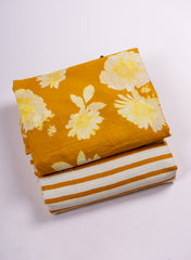 Pure Cotton Cambric Mix And Match Yellow Color Block Print Fabric.