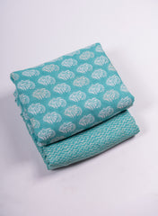 Linen Sky Blue Color Mix And Match Butta Print Fabric