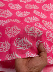 Linen Pink Color Mix And Match Butta Print Fabric