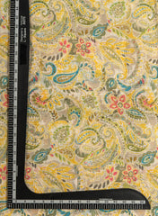 Art Linen Mustard Color Floral Digital Print Fabric.