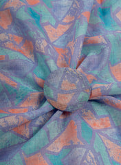 Art Linen Teal Color Geometrical Digital Print Fabric.