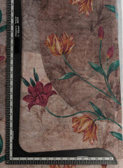 Art Linen Brown Color Floral Digital Print Fabric.