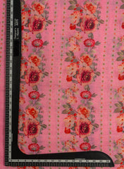 Art Linen Baby Pink Color Floral Digital Print Fabric.