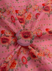 Art Linen Baby Pink Color Floral Digital Print Fabric.