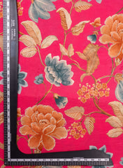 Pure Muslin Pink Color Floral Digital Printed Fabric with Kupi Work