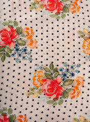 Pure Muslin Black Color Floral Digital Printed Fabric with Kupi Work