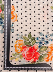 Pure Muslin Black Color Floral Digital Printed Fabric with Kupi Work