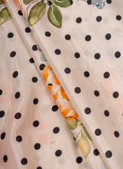 Pure Muslin Black Color Floral Digital Printed Fabric with Kupi Work