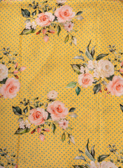 Pure Muslin Yellow Color Floral Digital Printed Fabric with Kupi Work