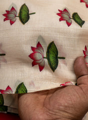 Pure Cotton Silk Muslin Off White Color Floral Print Fabric