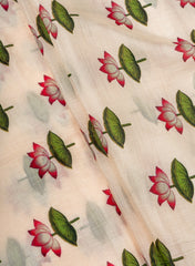 Pure Cotton Silk Muslin Off White Color Floral Print Fabric
