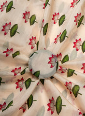 Pure Cotton Silk Muslin Off White Color Floral Print Fabric
