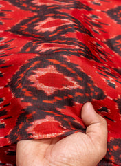 Pure Cotton Silk Muslin Dark Red Color Traditional Print Fabric