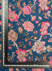 Pure Cotton Silk Muslin Navy Blue Color Floral Print Fabric