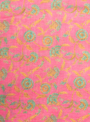 Art Linen Baby Pink Color Floral Digital Print Fabric.