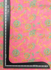Art Linen Baby Pink Color Floral Digital Print Fabric.