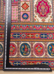 Pure Muslin Big Panna Multicolor Floral Embroidered Position Print Fabric