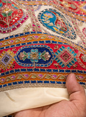 Pure Muslin Big Panna Multicolor Floral Embroidered Position Print Fabric