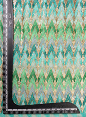 Pure Muslin Shades of Blue Position Print Embroidered Fabric