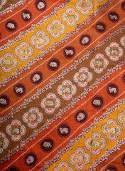 Pure Dola Silk Jacqurad Mustad Color Traditional  Pattern Fabric.