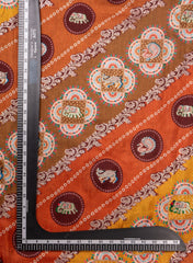 Pure Dola Silk Jacqurad Mustad Color Traditional  Pattern Fabric.