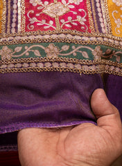 Pure Tissue Purple Position Print with Intricate Floral Embroidery