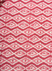 Deep Coral & Off-White Ethnic Print Cotton Cambric Fabric Combo