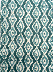 Teal Green & Ivory Ikat Print Cotton Cambric Mix & Match Fabric Set