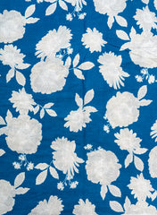 Ivory Floral Navy Blue Color Print Cotton Cambric Mix & Match Fabric Set
