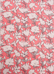 Peach Color Floral Bloom: Cotton Flex Discharge Print Fabric with Abstract Magnolia Pattern